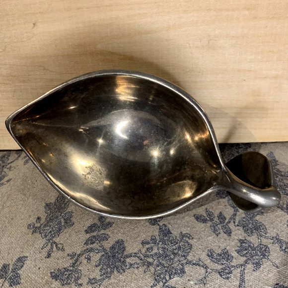 Vintage Pewter Lemon-Shaped Sauce Boat Gravy Boat Saucière Creamer - Picture 7 of 8